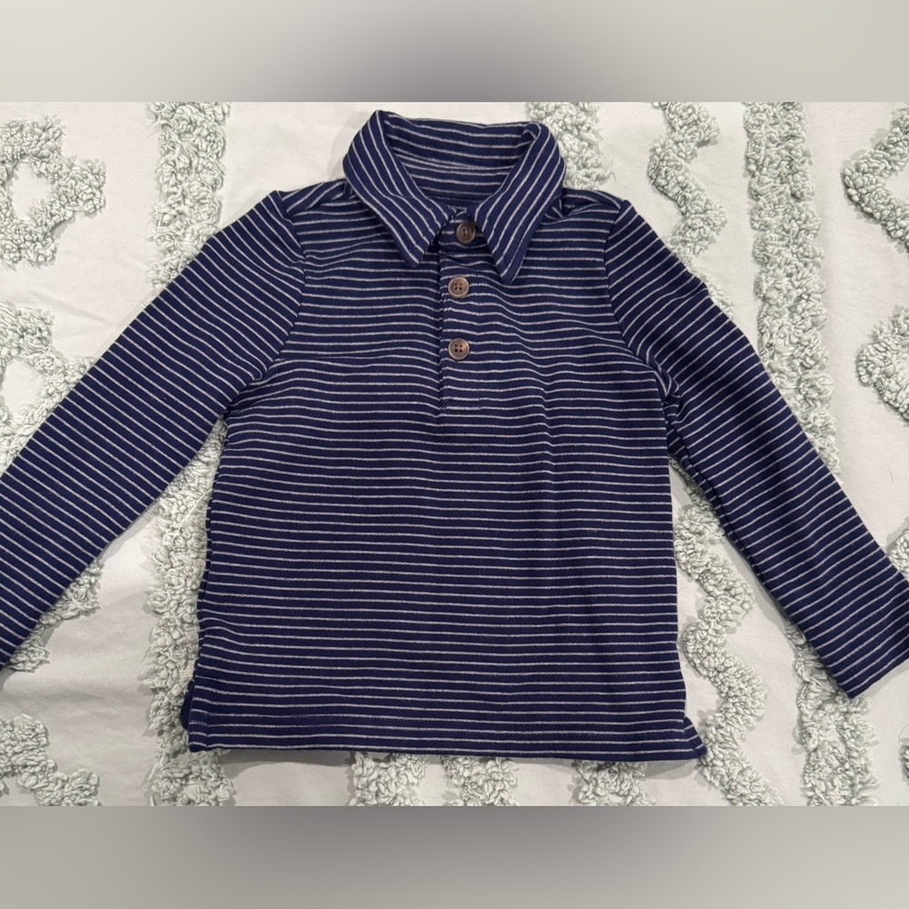 Little Sleepies Striped Navy Blue Kids Shirt